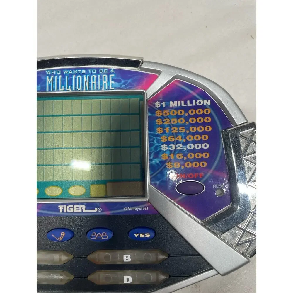 TIGER WHO WANTS TO BE A MILLIONAIRE HAND HELD GAME W/ CARTRIDGE & Manual Works
